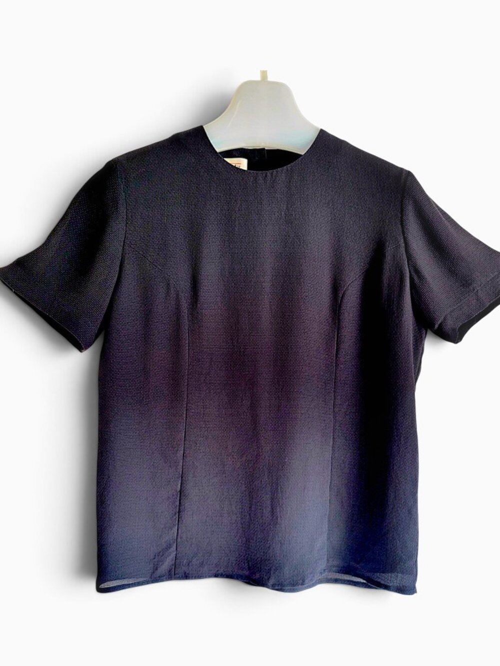 Vintage Talbots Petites Black Silk Blouse Size 2 Textured Sheer Quiet Luxury
